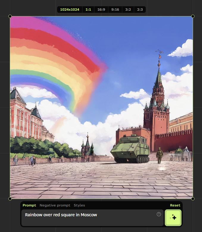 Rainbow in Moscow - image generated by Fusion Brain AI